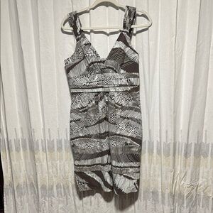 Empire Waist Brown and White patterned Women's Dress